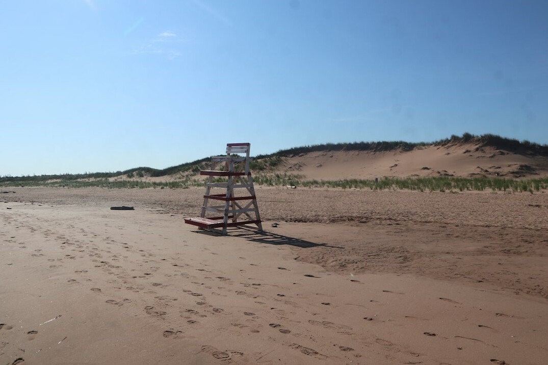 Red sandstone cliffs and sandy beach on Prince Edward Island
